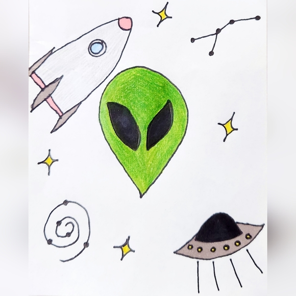 Custom Order @adnilasorzevahc Alien Doodle Business Thank You Cards 50pk - Picture 10 of 11
